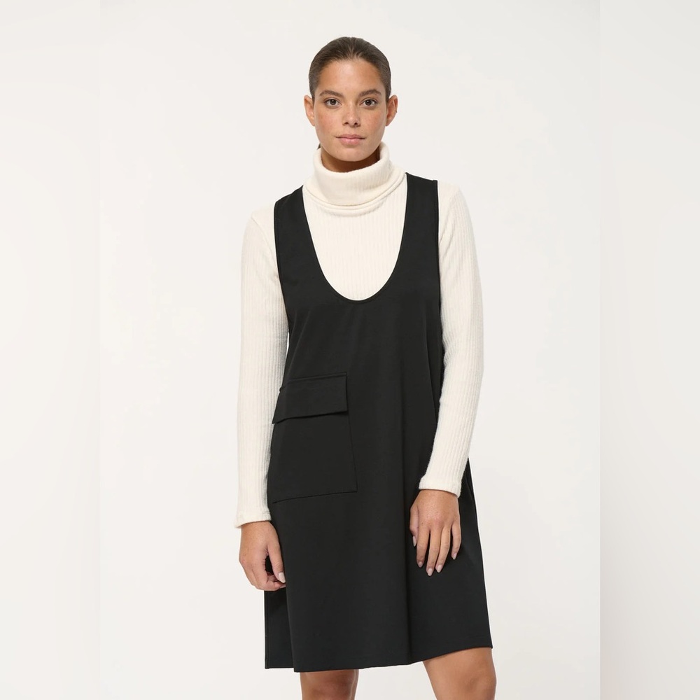 Humility pinafore mini dress, made in Italy, size large, black, neutral, 90s